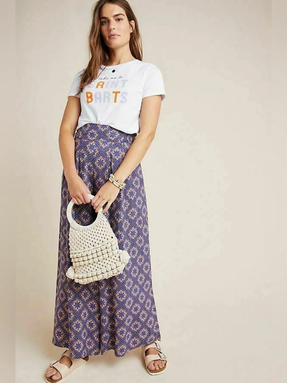 Anthropologie MAEVE Pants TERRACE FLORAL Palazzo Purple Peach Pull On Size 2